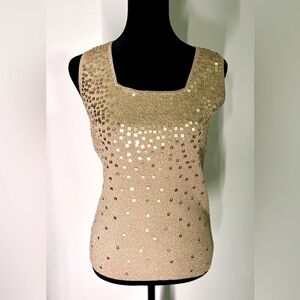 Gold and sequin square neckline sleeveless Size small.